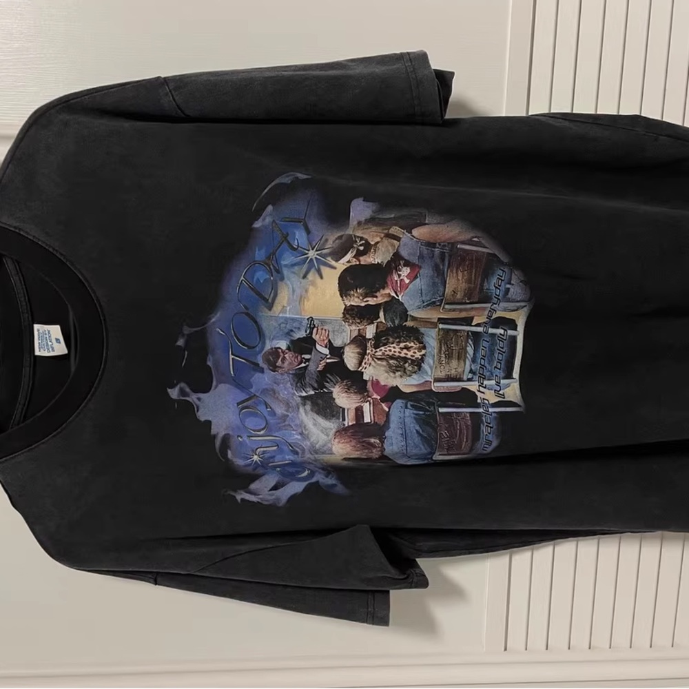 Men's Black T-Shirt Graffiti Size-XL